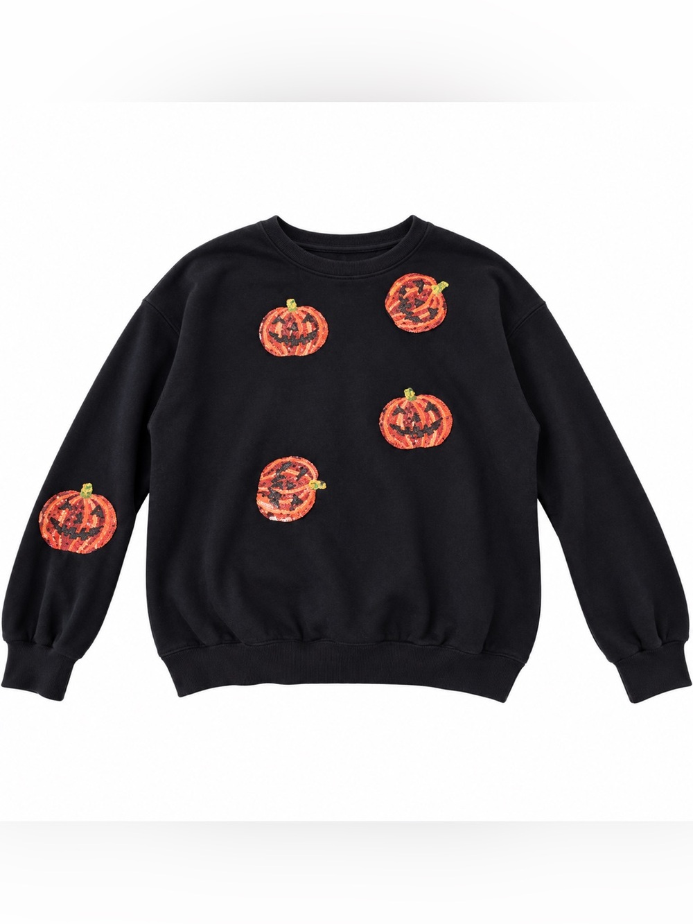 Sequence Halloween Pumpkin Sequin Sweatshirt - Black